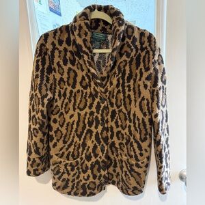 Vintage RALPH LAUREN Cheetah Leopard Print Hand Knit Cardigan Sweater Sz S